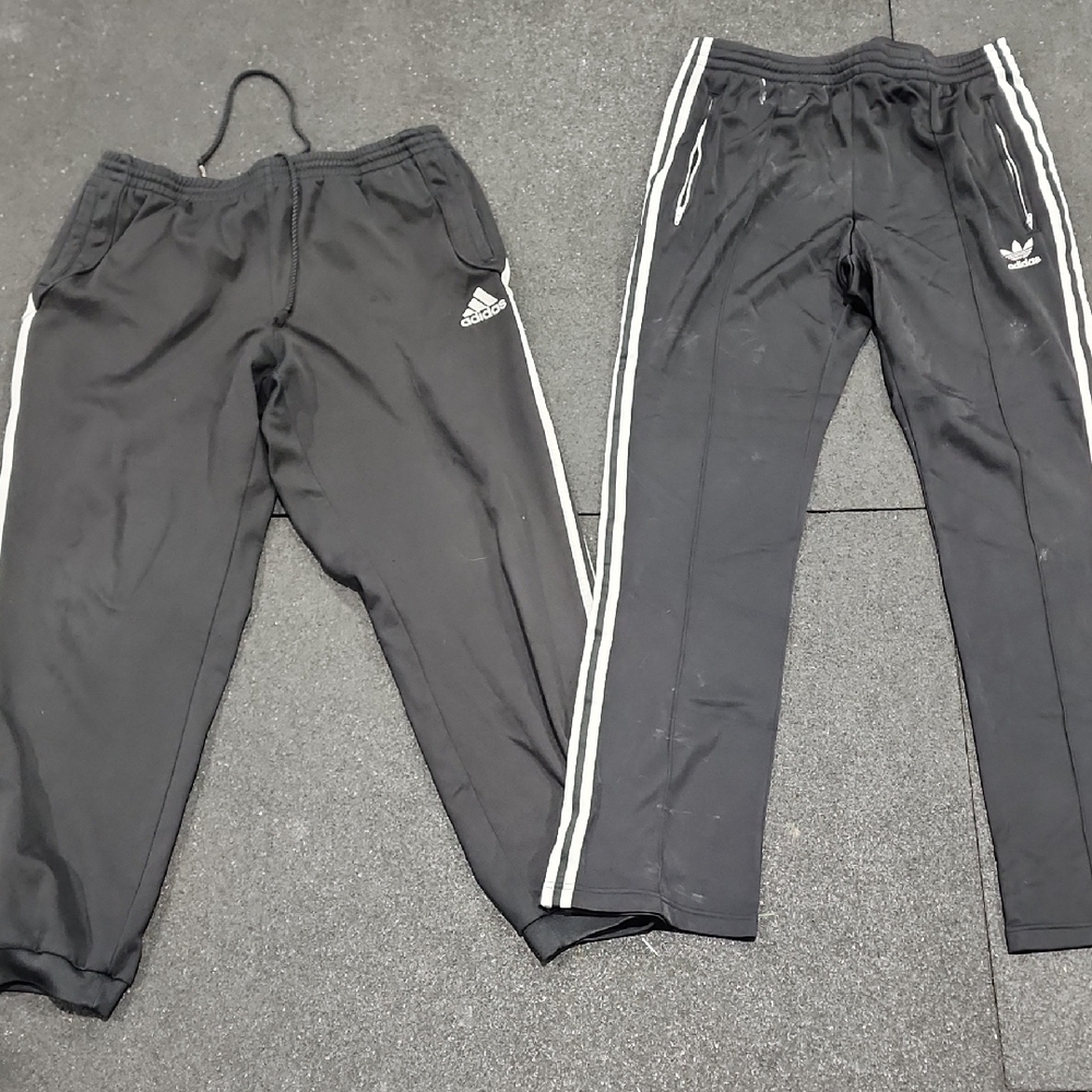 Adidas Kids Black Joggers with White Stripes